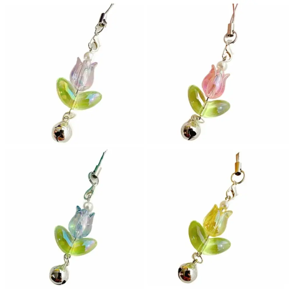 Cute Tulip Flowers Handmade Phone Charm Lanyards Strap For Girl