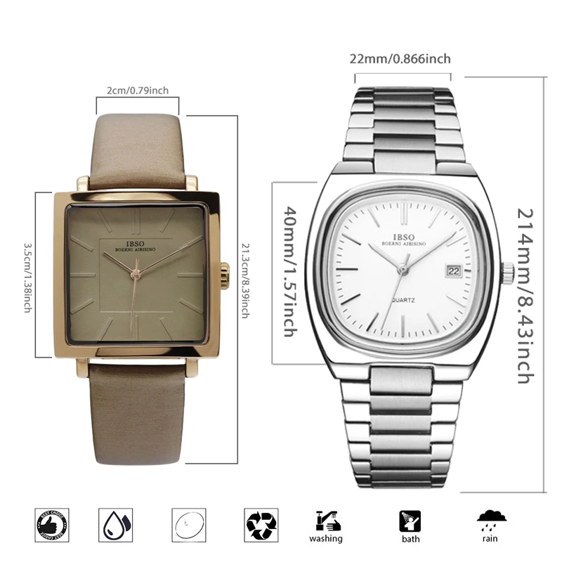 Fashion Women Square Watch Leather Brown Waterproof Vintage Quartz Hand Clock Female Exquisite Original Luxury Wristwatch Ladies