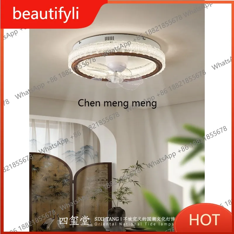 

Потолочный вентилятор-светильник D80 New Chinese, черный орех, круглый, для дома, со встроенным вентилятором и светильником.