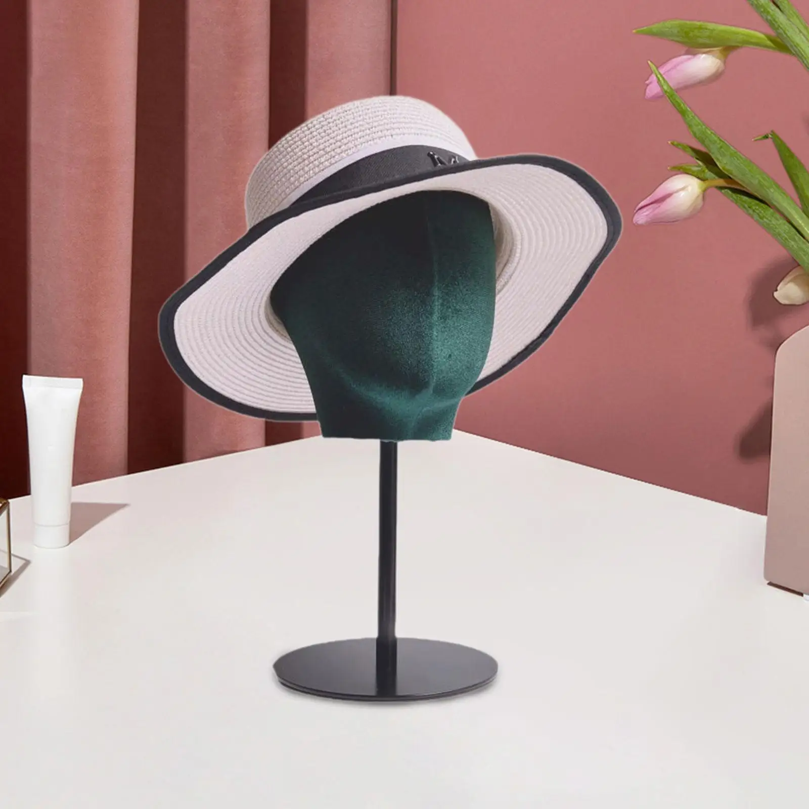 

Mannequin Head Hat Display Stand Metal Base Photo Prop, Manikin Head Hat Display Rack for Headscarf Headband Hair Salon Store