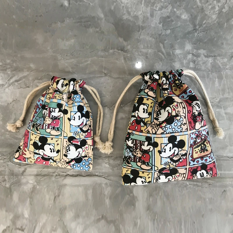 Disney-bolsa de almacenamiento con cordón de Mickey Mouse, monedero de Minnie Mouse de dibujos animados, bolsa de almacenamiento para teléfono