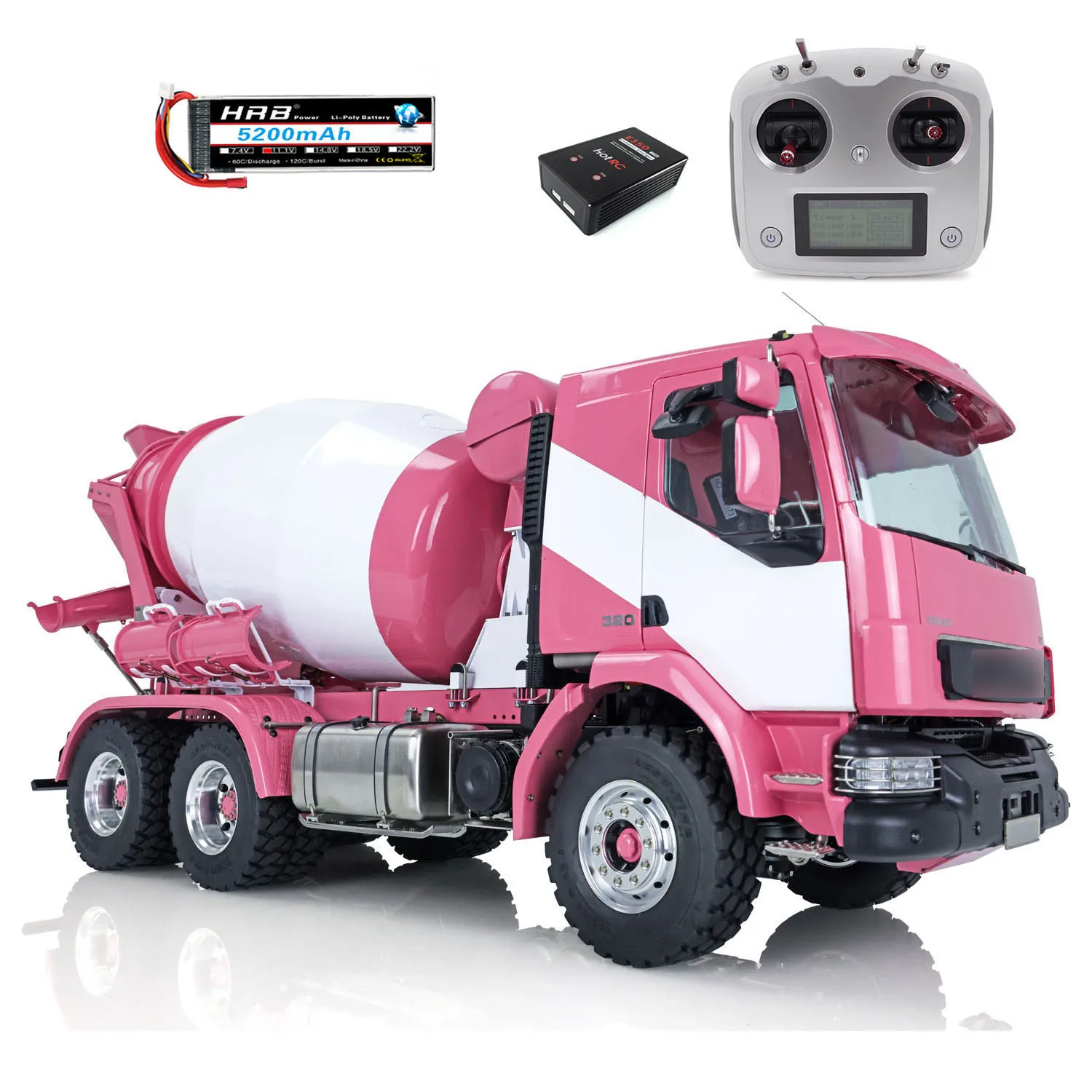 1/14 LESU Concrete Mixer Truck Metal RC Battery Radio RTR for 6X6 Painted Finished Pink White Outdoor Car Toys for Boys Thzh1331