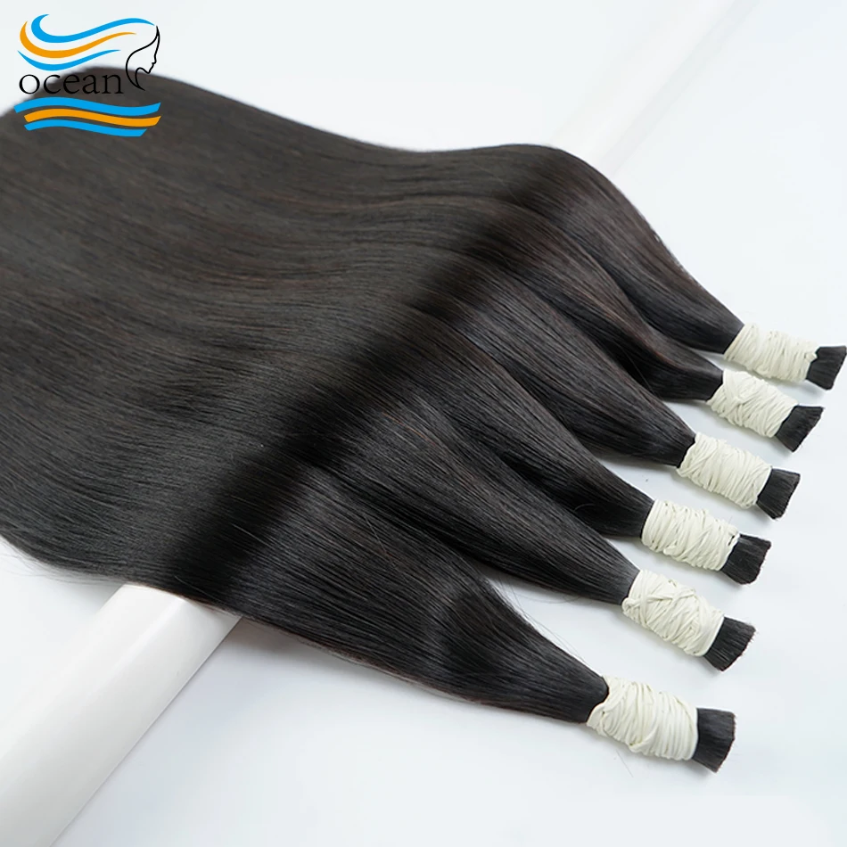 휴먼 번들 헤어 버진 처리되지 않은 인간 헤어 익스텐션 뼈 스트레이트 헤어 웨프트 없음 천연 버진 100% 인간 브레이딩 헤어