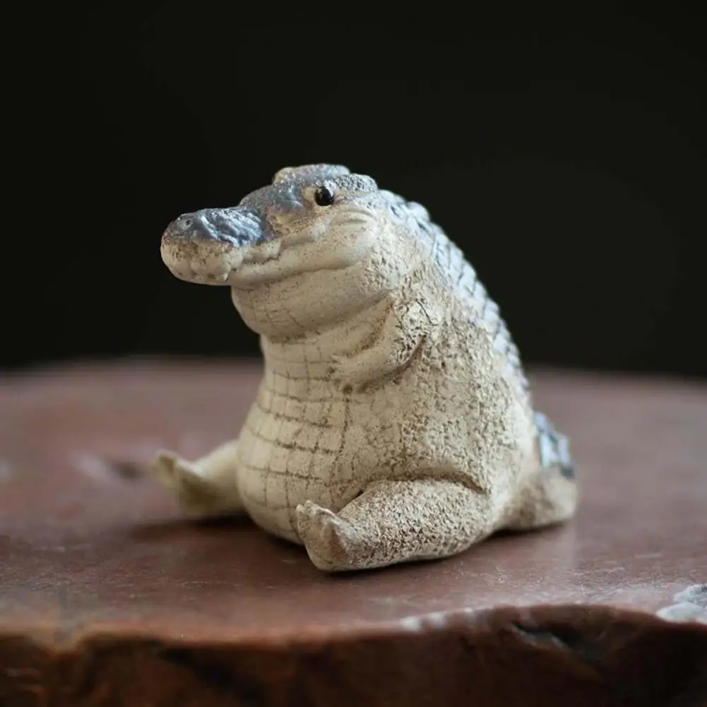 Super Cute Tea Sculpture Beautiful Simulated Decorative PurpleClay Handmade Crocodile Tea Figurine Tea Accessories Gift Ornament - view 2