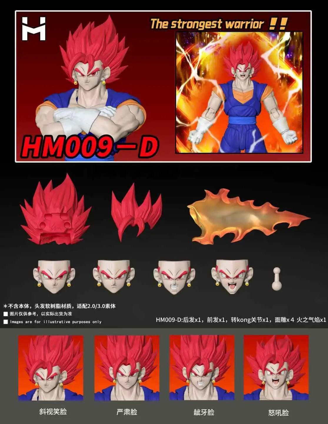العلامة التجارية الجديدة HM Studio HMO09A-HM010A لعبة دراغون بول Z سوبر سايان الله الترا غريزة فيجيتو نحت الرأس الشكل بدون نموذج للجسم