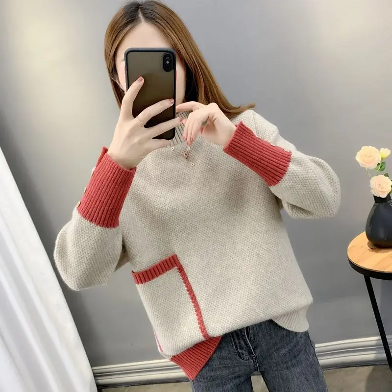 Ladies New Fashion Pullover Sweater Women Clothing Girls Autumn Casual Knitwear Female Woman OL Sweaters Vy1021-1