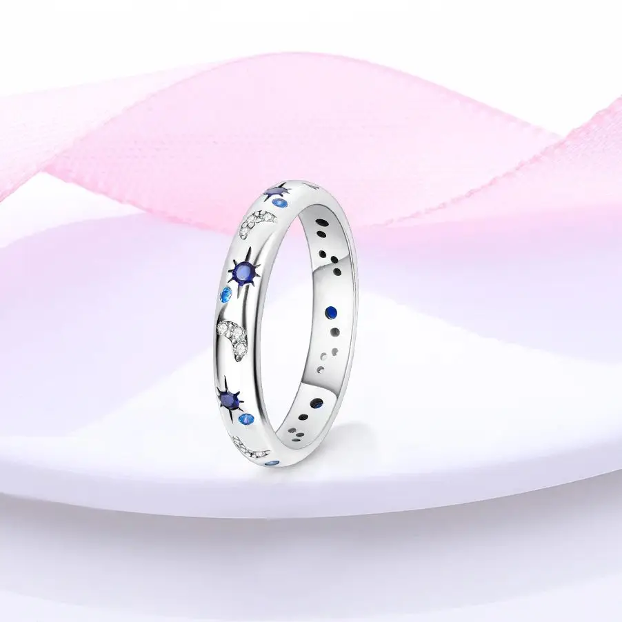 Women's 925 Sterling Silver Star Sun Butterfly Zircon Ring