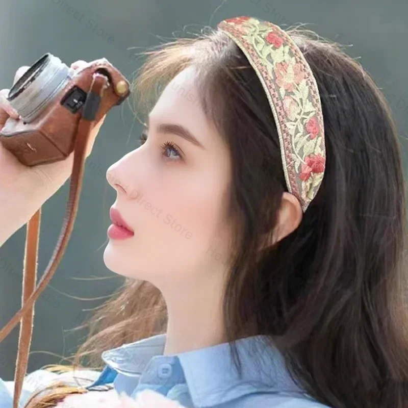 ฤดูร้อนใหม่เย็บปักถักร้อย Rose ดอกไม้ Hairband ลูกไม้หวานกว้าง Brimmed Headbands Headwear สําหรับสาวเด็กอุปกรณ์เสริมผม