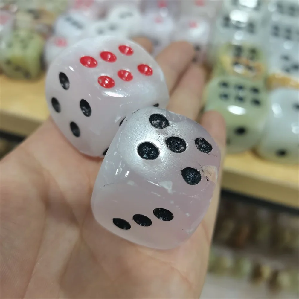 1pcs  Natural Afghan Jade Quartz Jasper Handmade Dice Cube Crystal Ornaments Folk Art Roll Game Crafts Mineral Rock Stone Produc