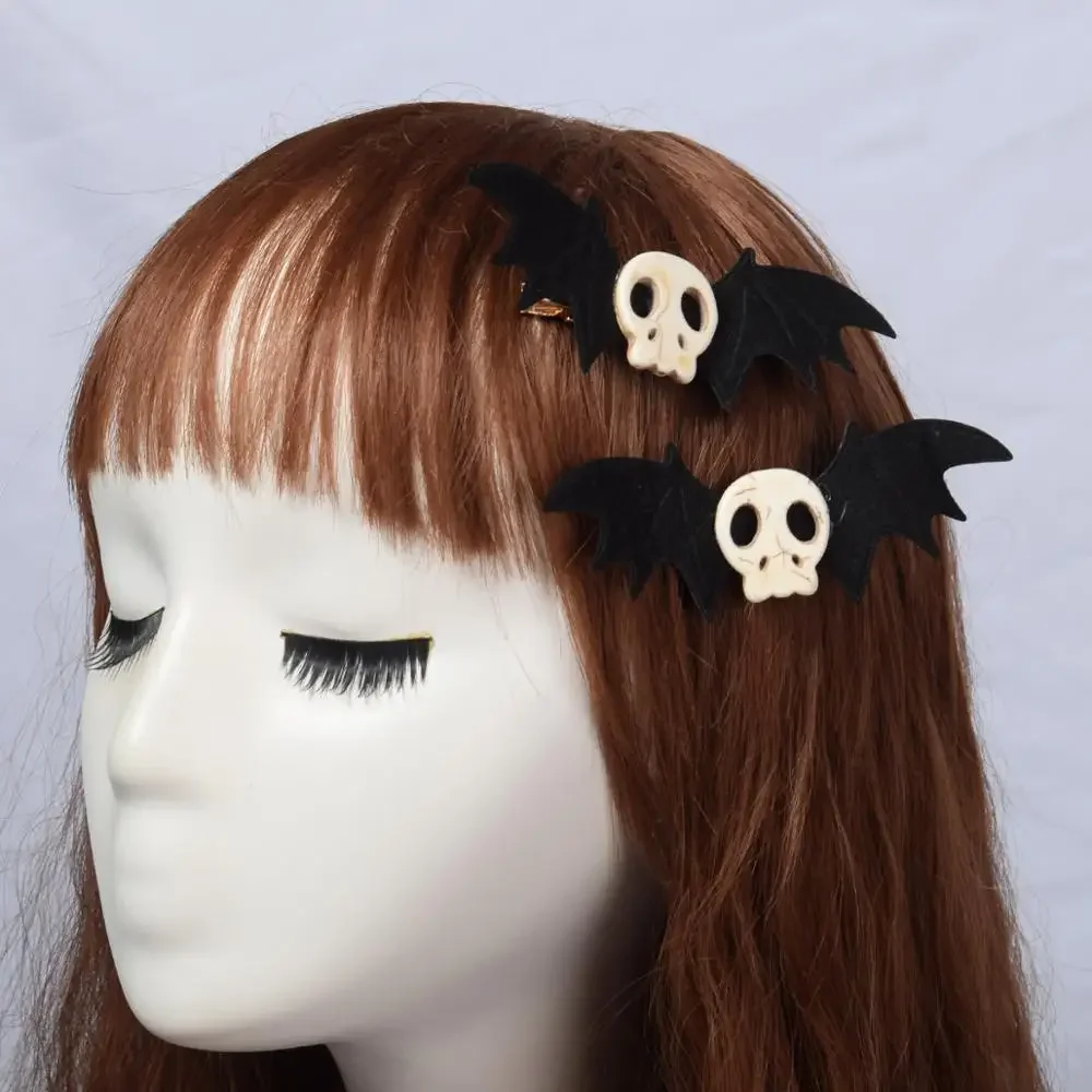 

Gothic Lolita Halloween Skull Bat Blavk Wings Hairpin Cosplay Girl Hair Accessories Hair Clip Headdress Free Shipping