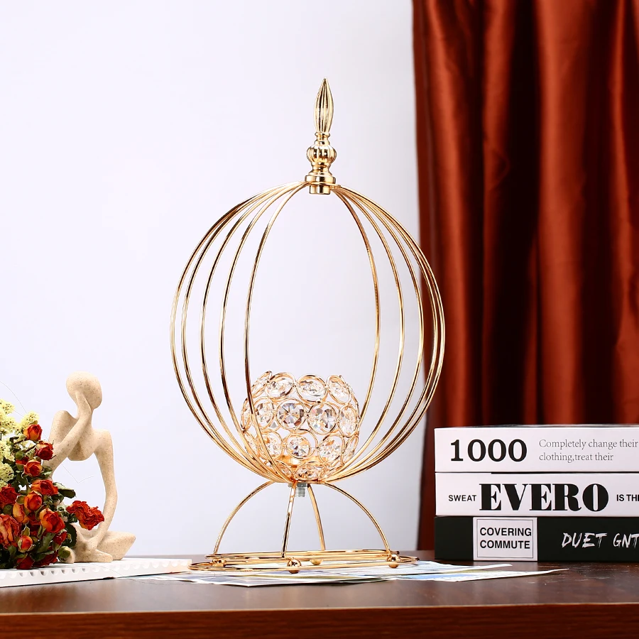 1pc Golden Crystal Candle Holder Flower Vase Candlesticks for Dining Coffee Table Wedding Events Parties Home Decor