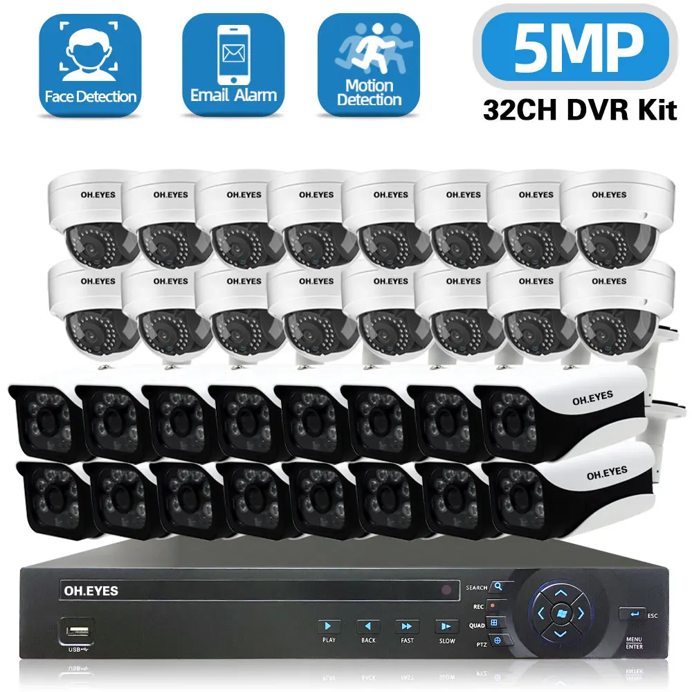 

Комплект камеры AHD 32CH система видеонаблюдения 5MP 6 в 1 DVR система видеонаблюдения распознавание лица набор аналоговых камер безопасности HD