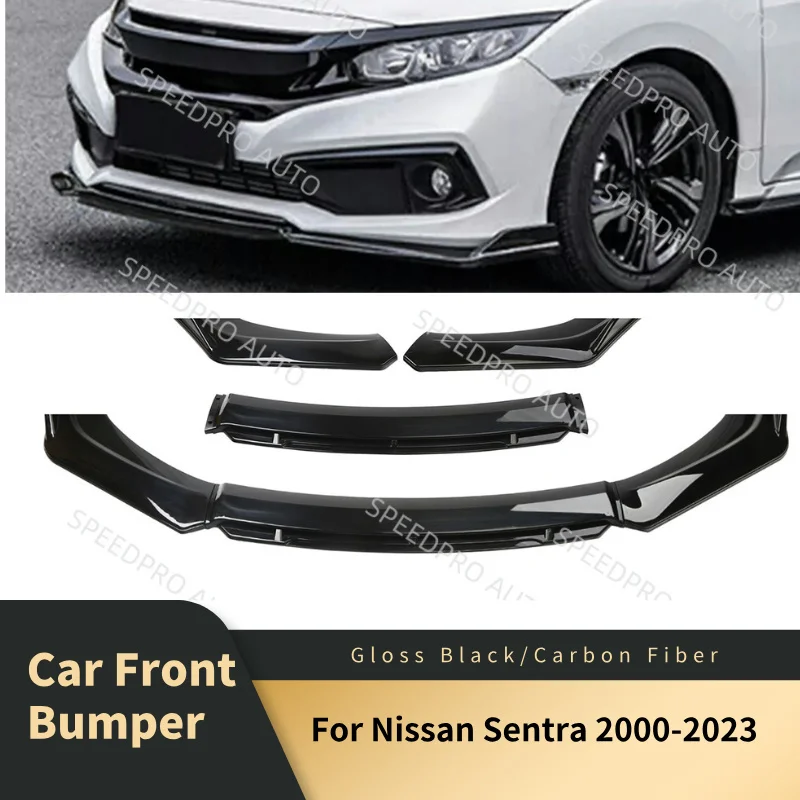 

Front Bumper Lip For Nissan Sentra 2000-2023 Car Spoiler Splitter Body Kit ABS Bumper Canard Lip Splitter Auto Accessories Black