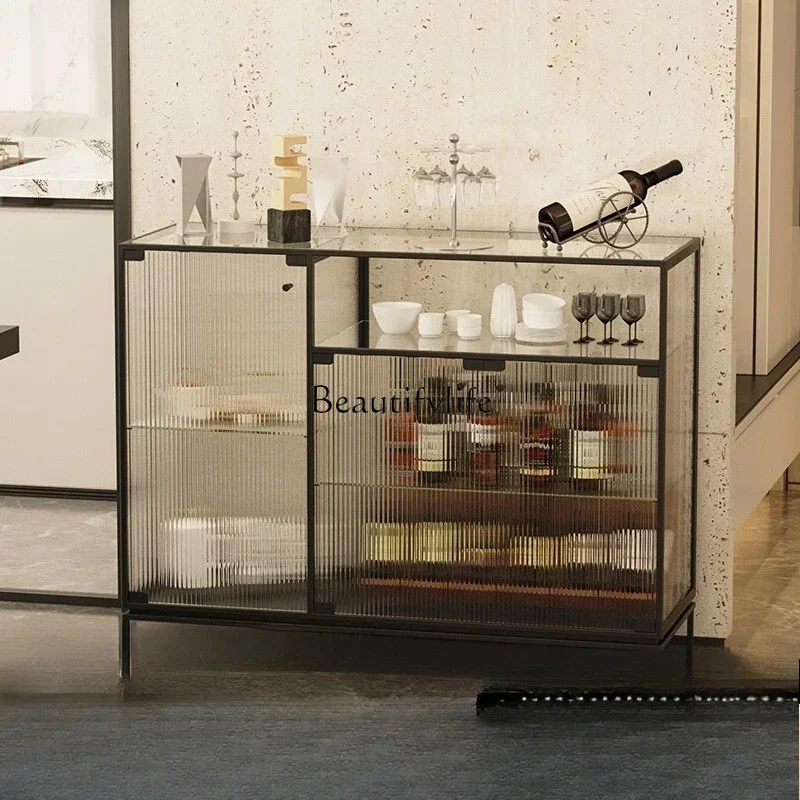 

01 Modern Light Luxury Sideboard Partition Glass Entrance Italian Minimalist Storage Cabinet