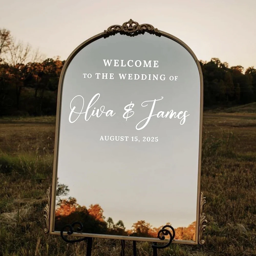 

Welcome Mirror Vinyl Sticker Personalised Name Vinyl Decal Nikkah Welcome Engagement Sign Wall Decal