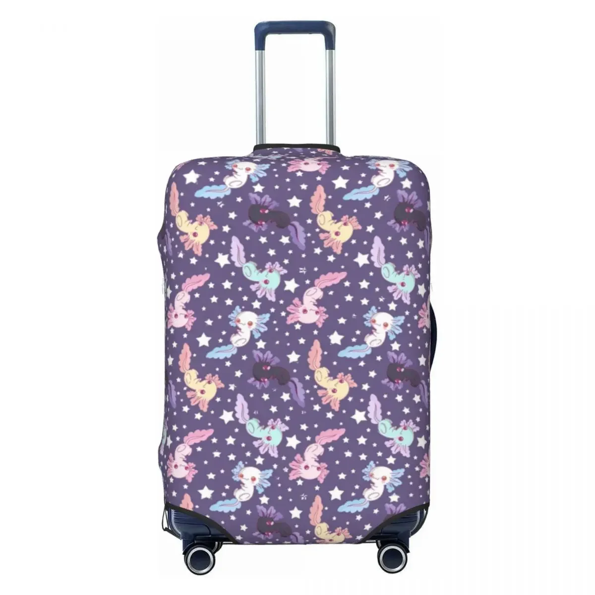 Kawaii Axolotl Suitcase Cover Lilac Useful Business Protector Luggage Accesories Vacation Christmas Gift