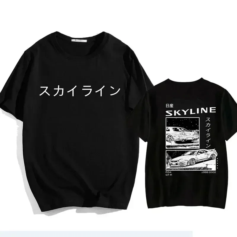 Fashion Cotton T-Shirt Drift Japan Anime AE86 Inifirst D Summer Casual T-Shirt R34 Skyline GTR JDM Oversized Print T Shirts Tees - view 3