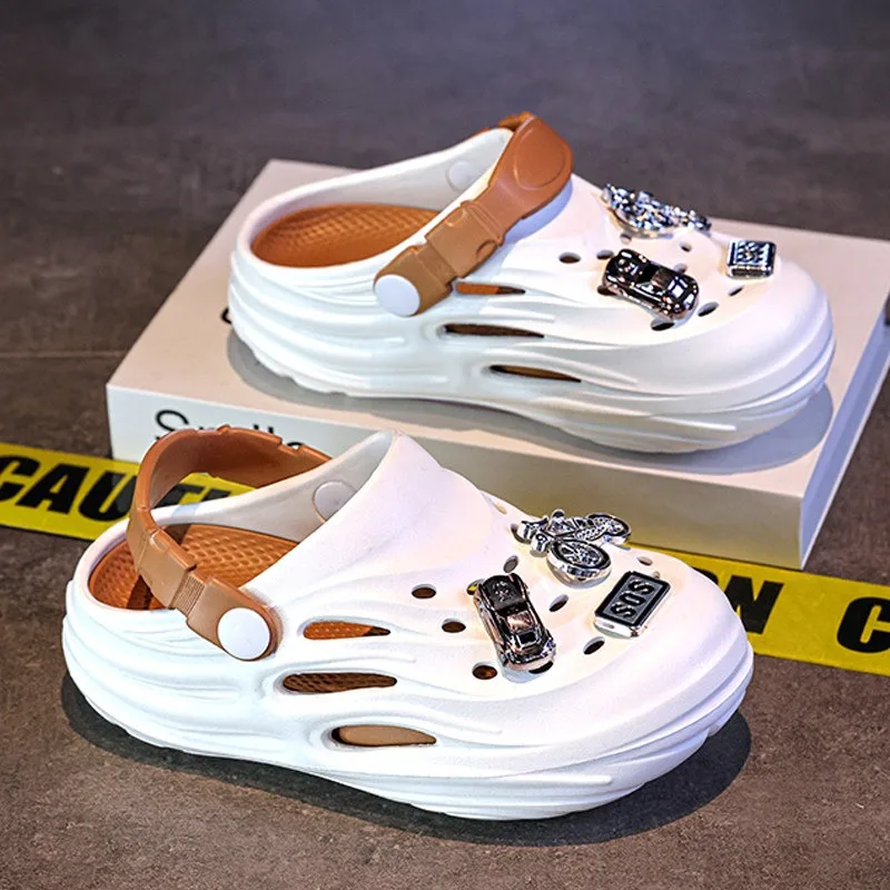Children's Slippers EVA Hole Kids Mules Non-Slip Slippers thick Platform Slide Fashion Comfortable Boys Girls Sandals Summer New