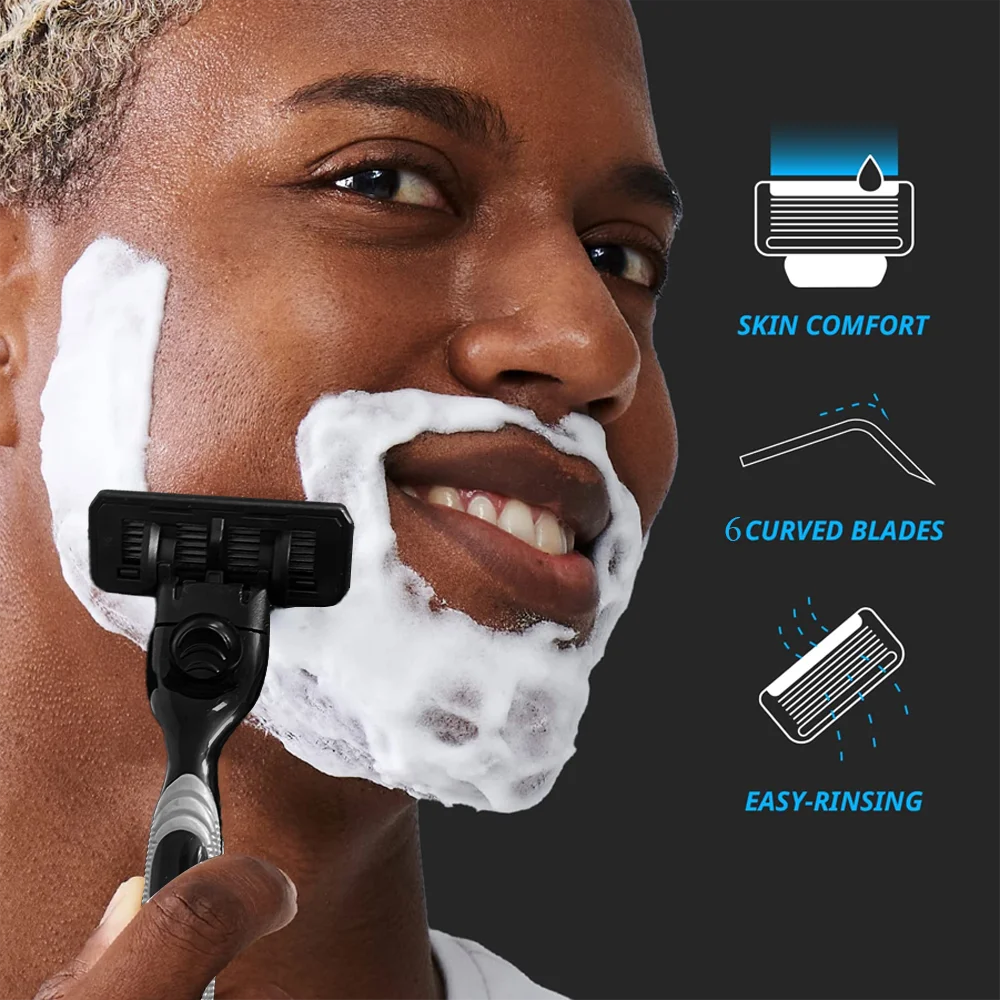 RZACLEA Men Manual Shaver Kit Compatible with 12 Blade Head or 24 Blade Head Manual Shaver Replacement Smooth Shaving Easy Clean
