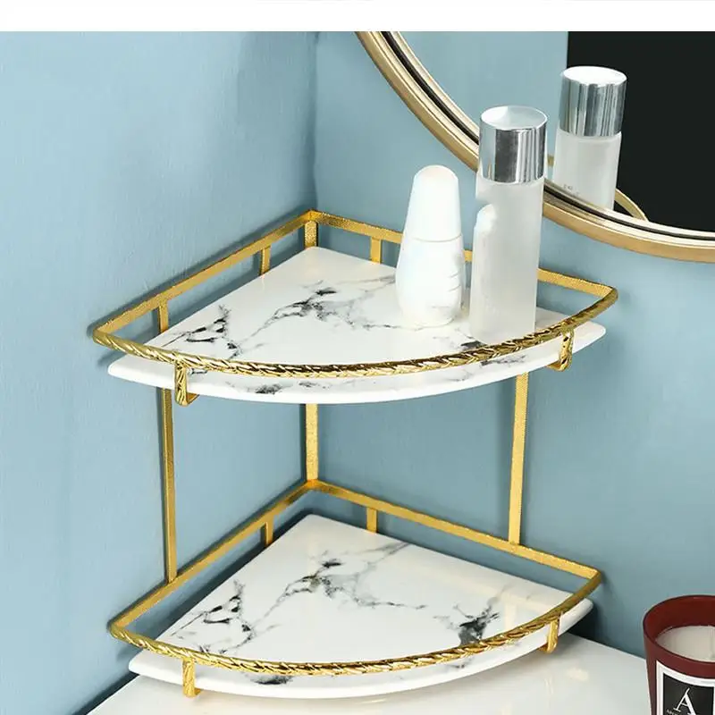 Wall Mount Storage Organizer Bathroom Sector Ceramics Rack Corner Stainless Steel