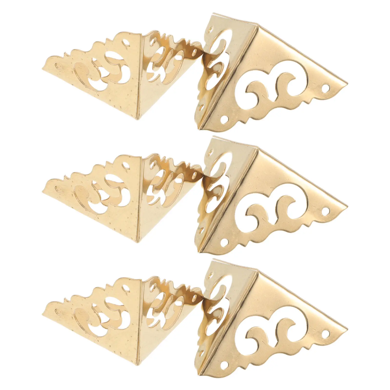 6Pcs Vintage Brass Corner Protectors Furniture Edge Guards Triangle Metal Corners for Wood Box Cabinet Table Decorative Corner