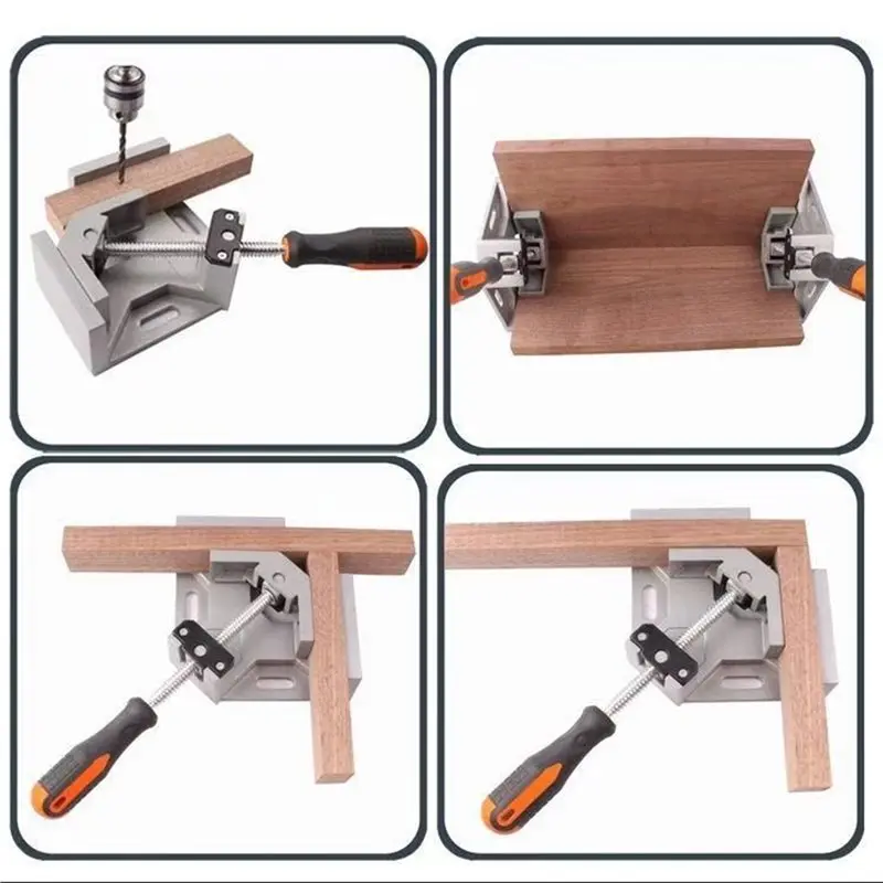 【Ship Within Clamp For Adjustable Swing Jaw, Right Angle Clamp- Single Handle 90° Corner Tool, Woodworking Vise Holder Included