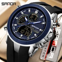 Relojes SANDA para hombre, reloj despertador resistente al agua con cuenta atrás, reloj de pulsera multifuncional luminoso para hombre, reloj Digital de cuarzo, reloj despertador