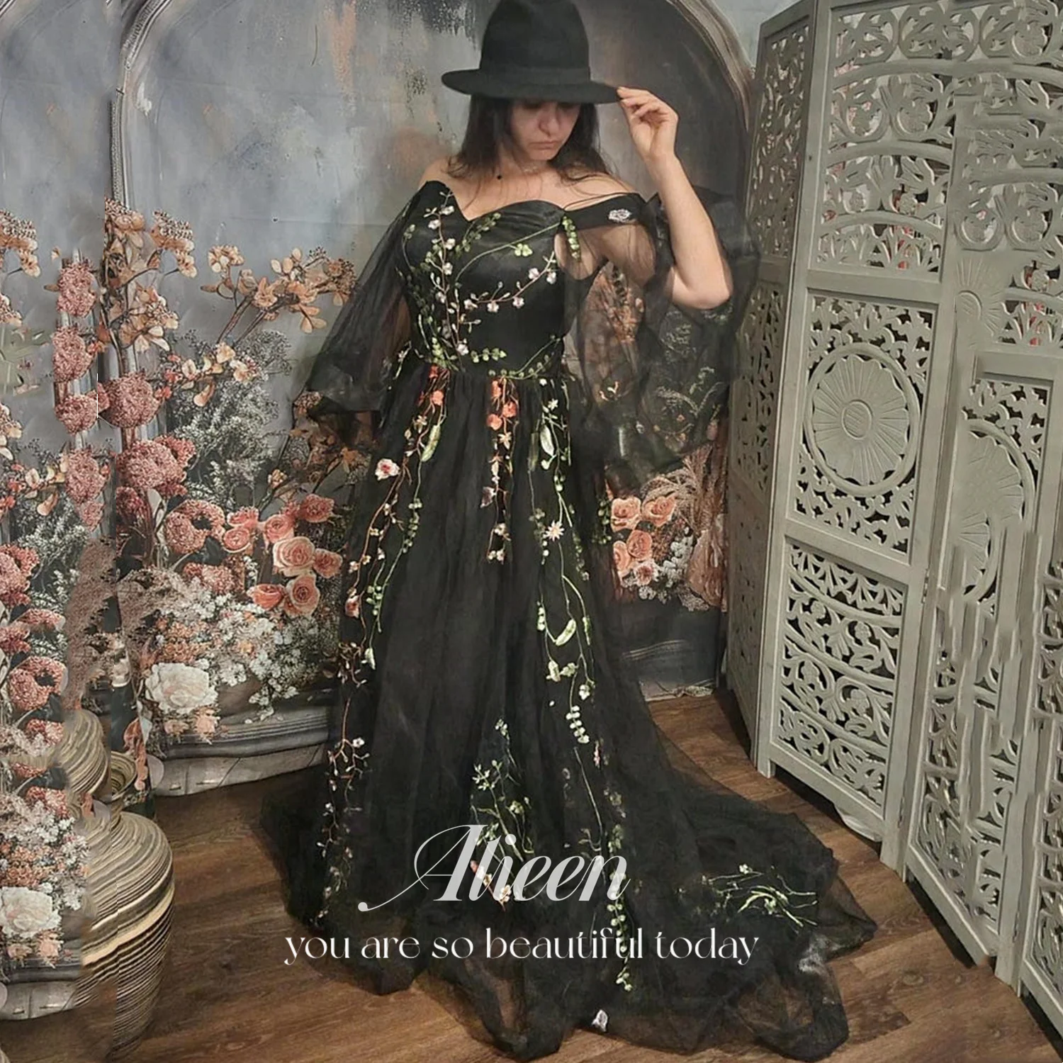 

Aileen فساتين سهرة Luxurious Women's Evening Dresses 2025 Designers Vestidos De Festa Green Customized Black Wedding Dress Lace