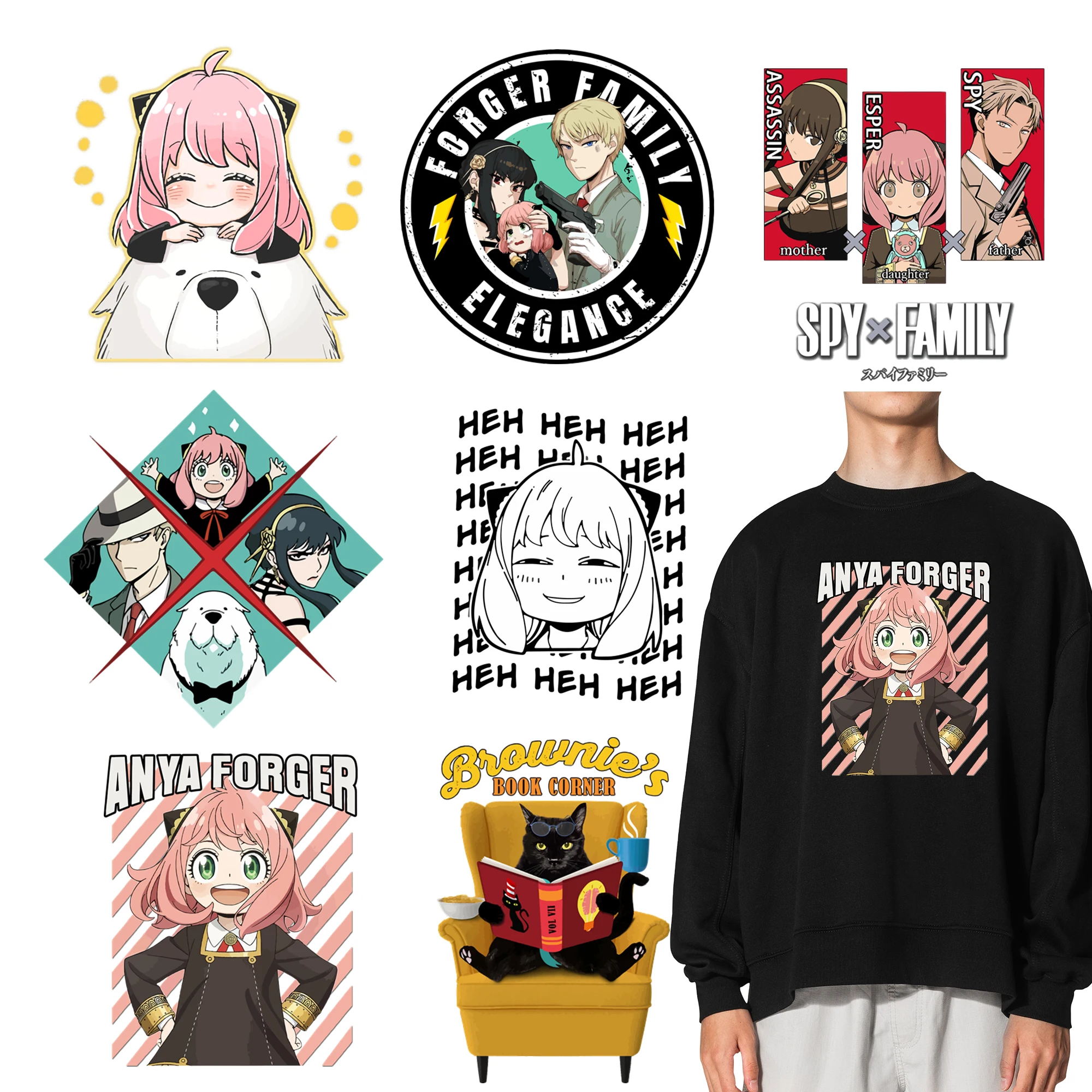 Anime Character Spy House Pattern Iron-On Transfers For Clothing Easy To Use Diy Decoration Suitable For t-Shirts, Pillows