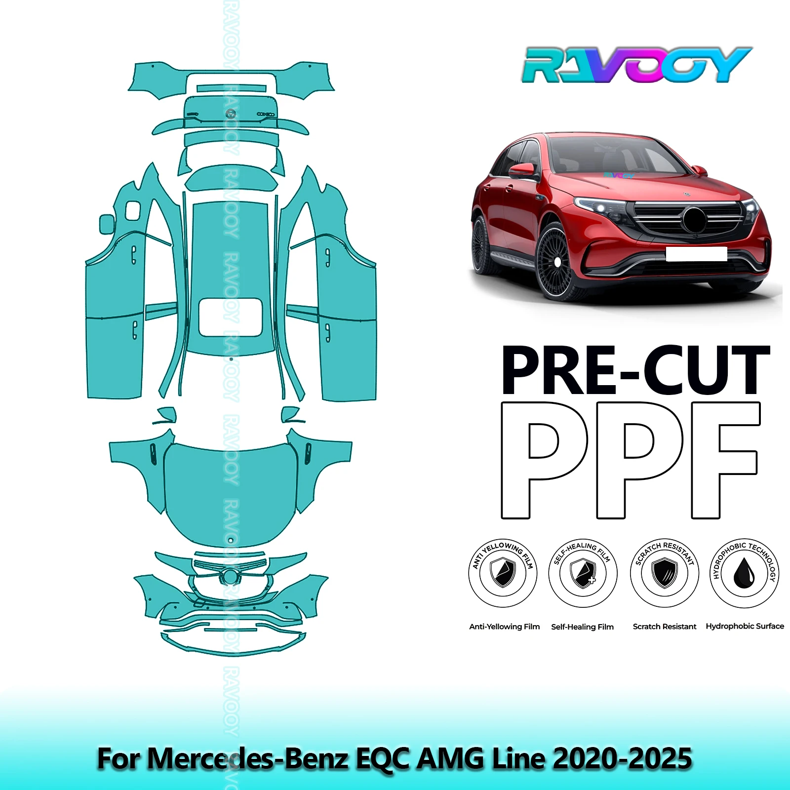 

Full Vehicle Clear Bra Precut PPF Paint Protection Film For Mercedes-Benz EQC AMG Line 2020-2025