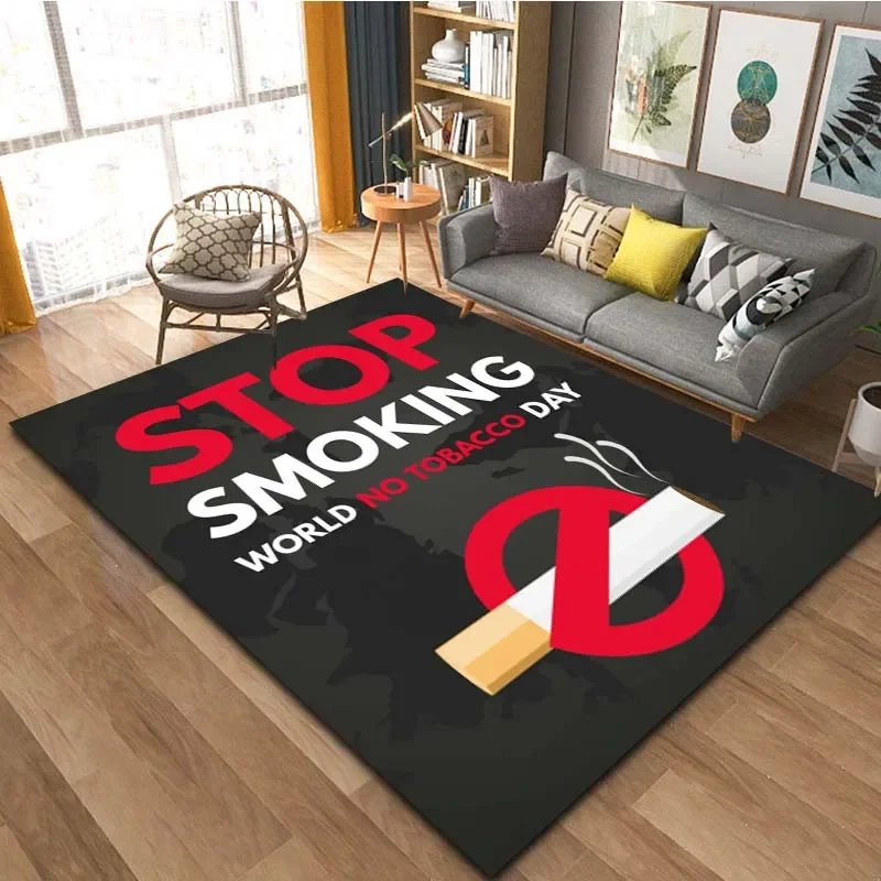 15 Sizes Stop Smoking Creative Living Room Carpet Play Mat Gift Non-slip Bathroom Mat Rug for Bedroom Area Rug Home Yoga Mat Rug