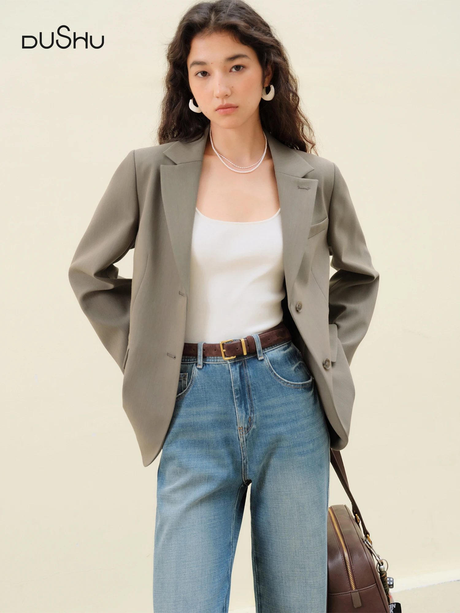 

​ZIQIAO Autumn 2025 Women's Retro Inspired Casual Blazer - Lightweight Office Wear Minimalist Jacket with Comfort Fit