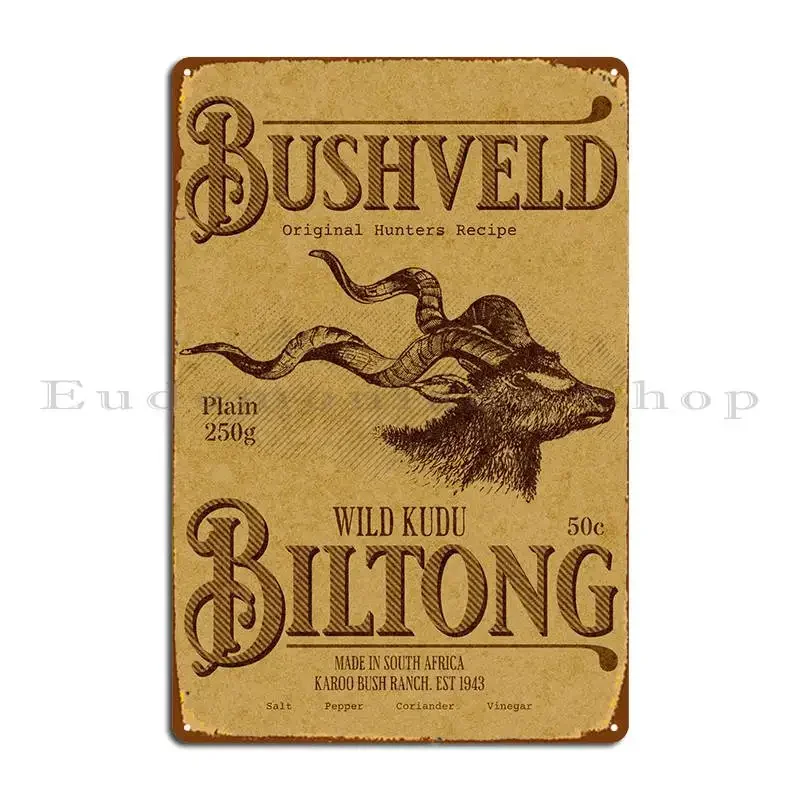 Vintage Bushveld Biltong Metal Sign Decoration Designing Wall Decor Design Garage Tin Sign Poster