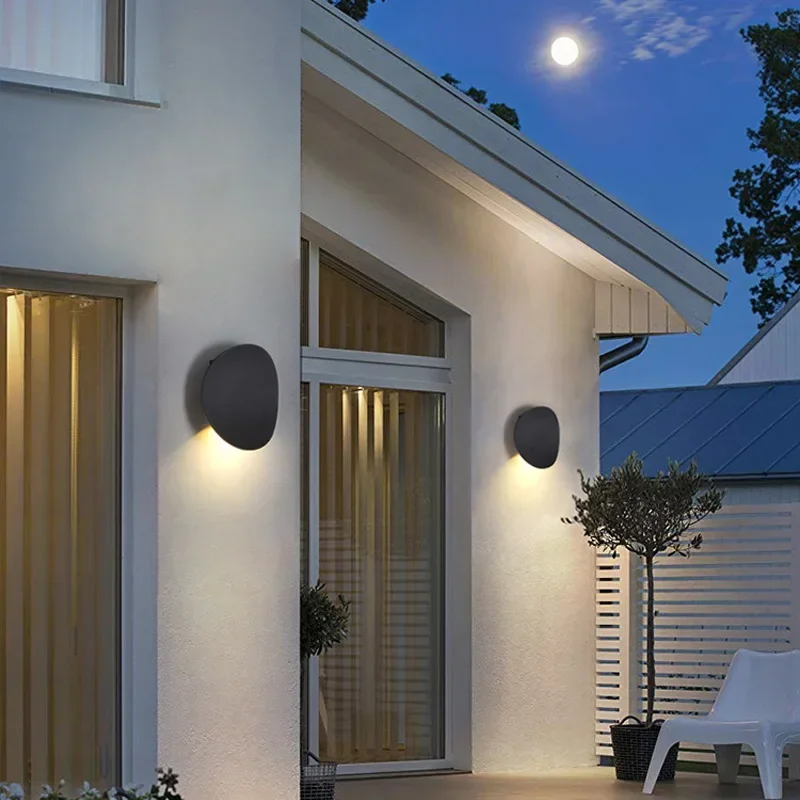 Lâmpada de parede moderna LED simples para exterior, impermeável, varanda, villa, jardim, parque, escada, porta, frente, lâmpada, quente, 5W