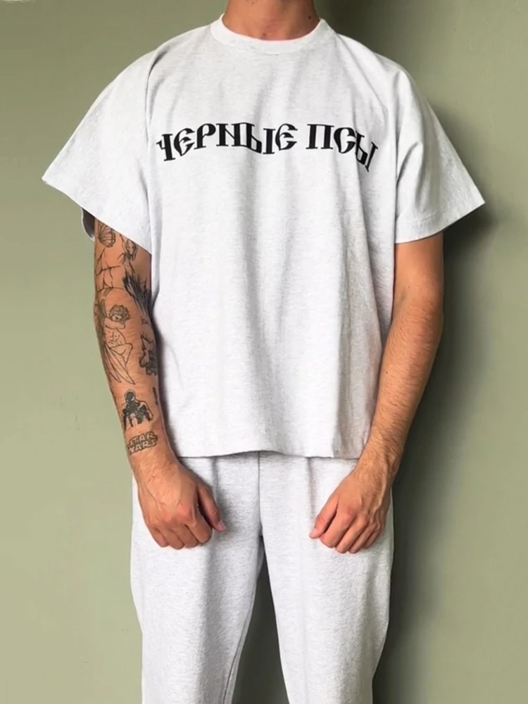 Kanye West YZY GOSHA Loose Fit Short Sleeve T-Shirt Unisex Cotton Crew Neck Printed Tee Streetwear Summer Fashion