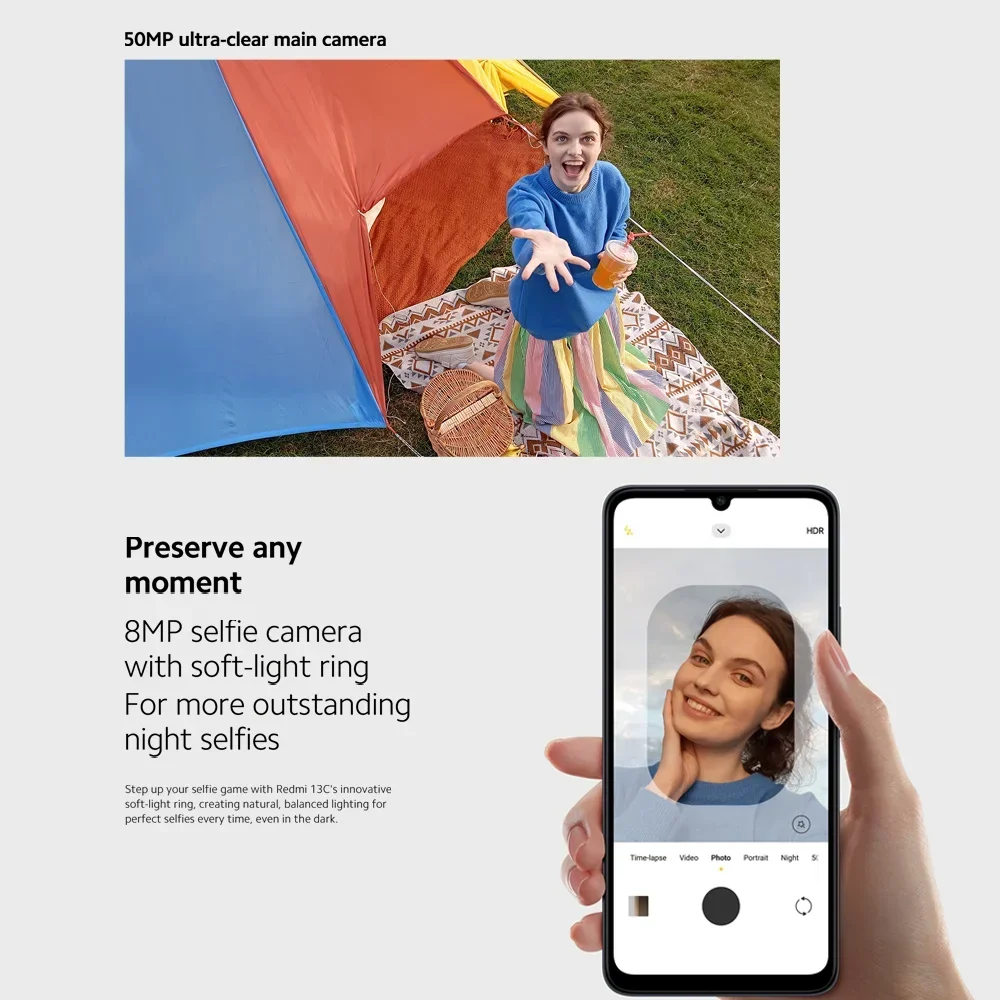 Xiaomi-smartphone Redmi 13C versión Global, 128GB/256GB, pantalla Dot Drop de 6,74 pulgadas, Helio G85 MediaTek, cámara de 50MP + 8MP, batería de
