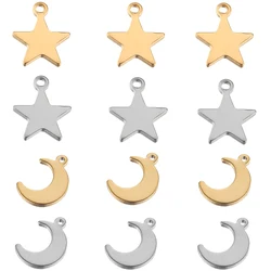20pcs Stainless Steel Small Star Moon Charms Dangle Pendants Connectors for DIY Jewelry Making Crafting