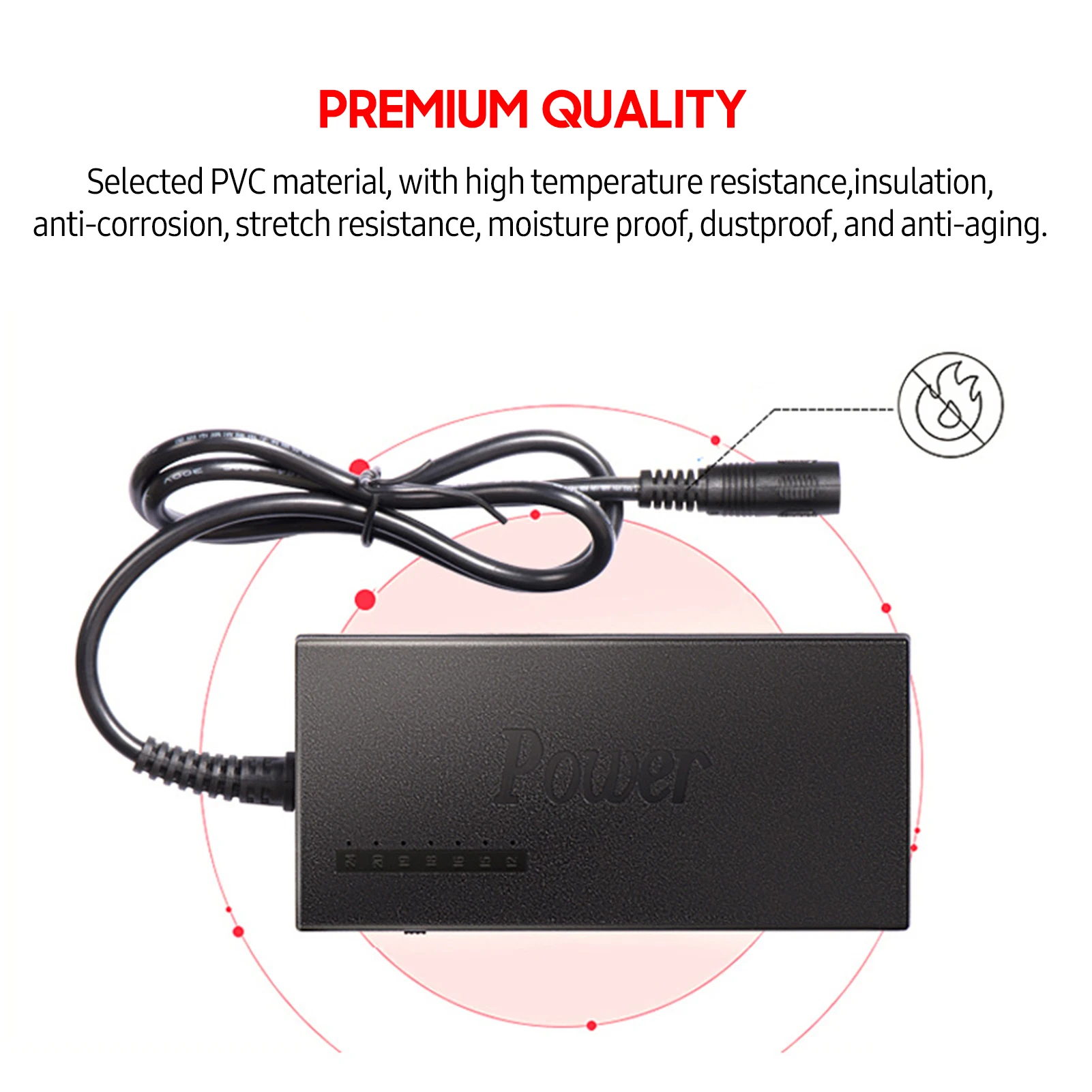 96W Universal Laptop Power Charger AC Adapter with 8 DC Jack Plug Converters 12V to 24V Adjustable Portable Charger EU/US Plug