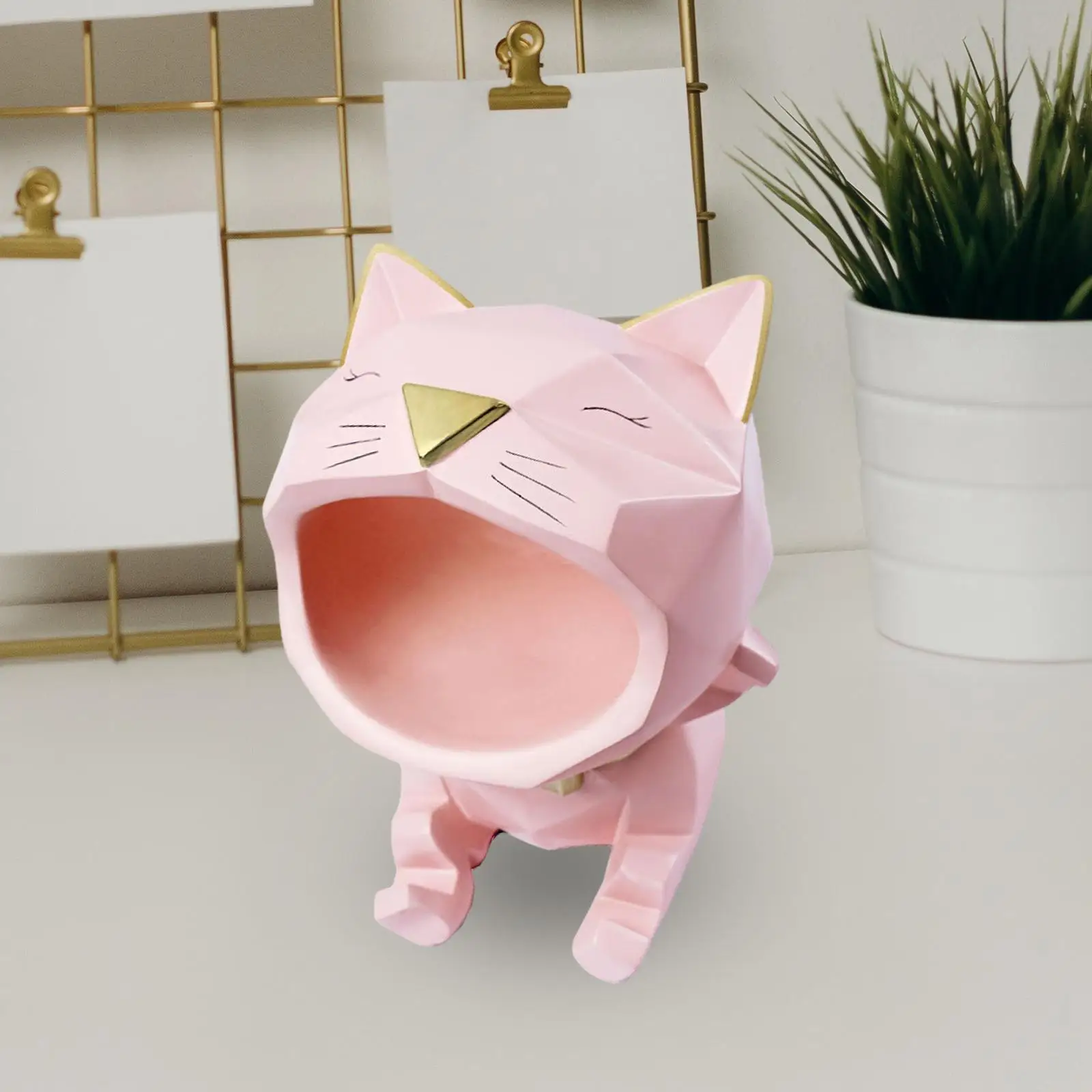 Mouth Cat Figurine Storage Box Snack Holder for Desk Desktop Livingroom