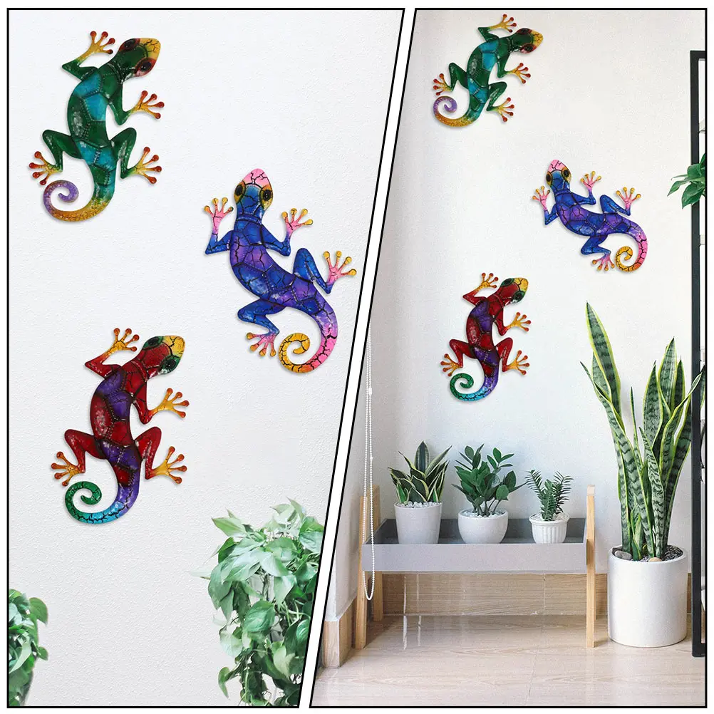

Wall-mounted Metal Decorations Gecko Home for Hanging Ornament Statue Cute Light