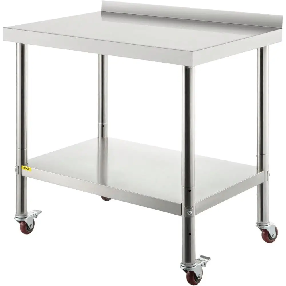 

Stainless Steel for kitchen Prep Table 36x24x35 Inch Heavy Duty Workstation with Backsplash Adjustable Undershelf and Wheels