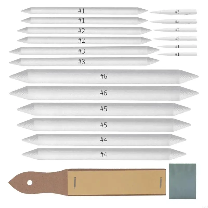 DXAB 13/20pcs Double-End Blending Stumps Tortillions Diatur dengan Rautan Rautan