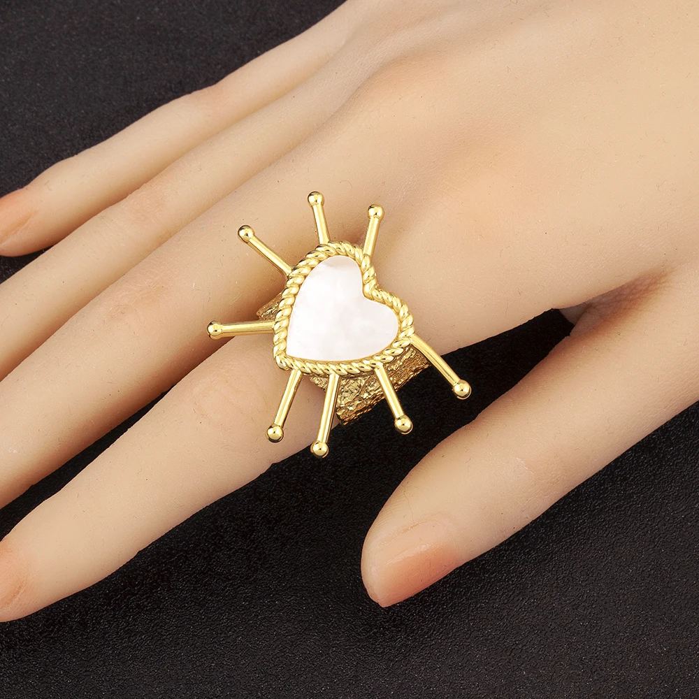 Nidin New Creative Design Heart/Star Shape Open Rings Adjustable 3 Styles For Women Aesthetic Lucky Finger Jewelry Party Gifts