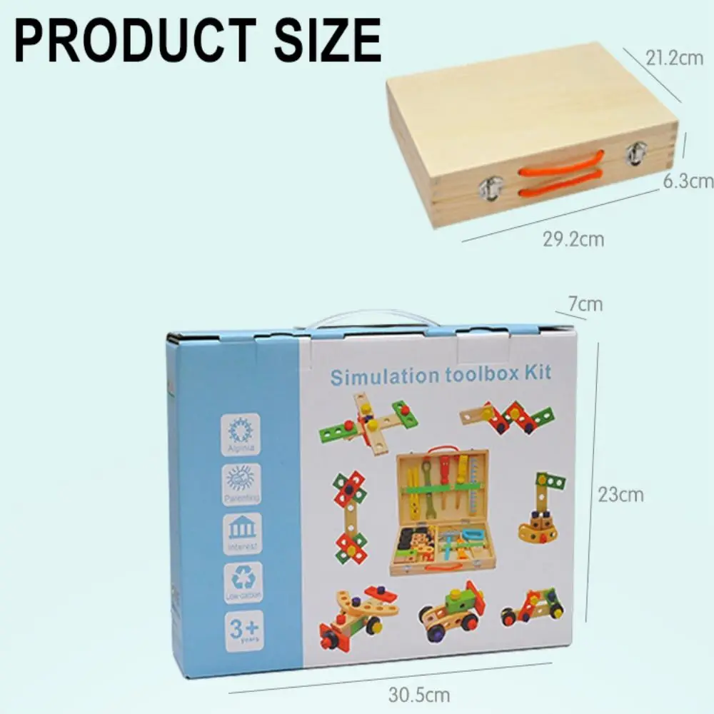 Kit de herramientas de piezas para niños, desmontaje de montaje de madera, juguetes educativos Montessori, combinación de tuercas, dibujos animados, 34 Uds.