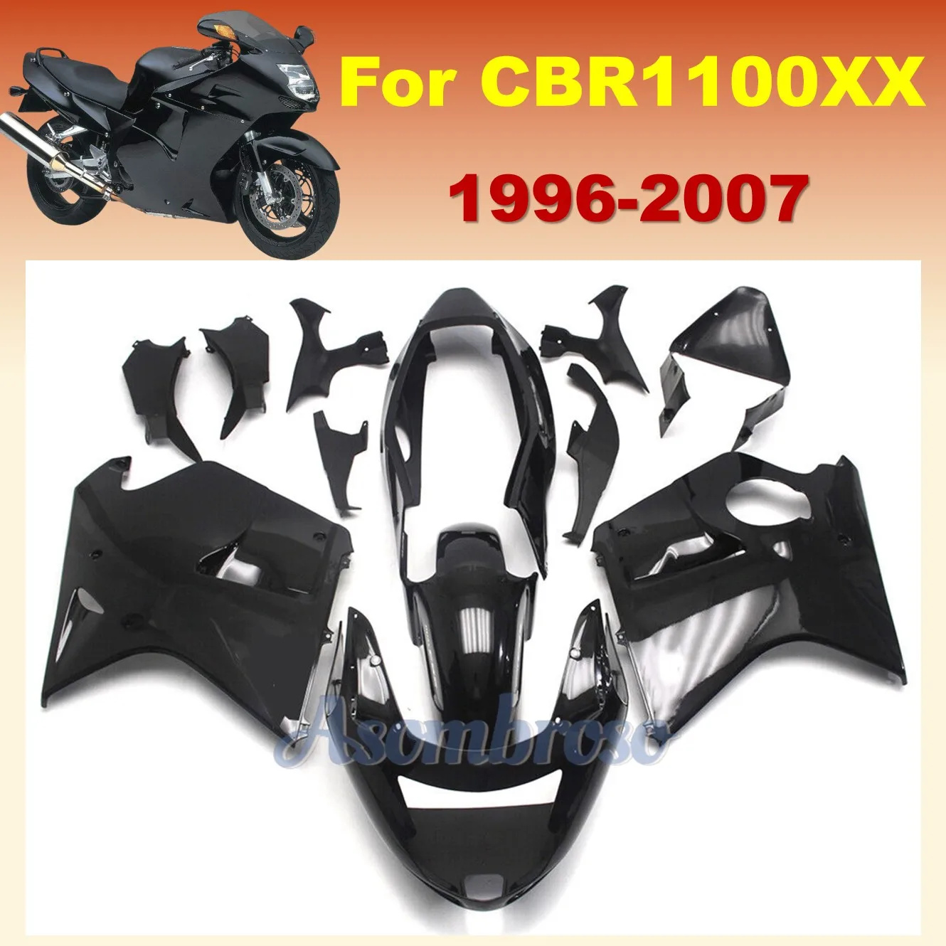 Full  Fairing kit for Honda CBR1100XX 1996 2007 CBR 1100XX CBR1100 XX  2002 2003 2004 2005 2006 Black bird 96-07 Bodywork