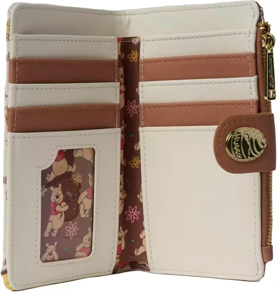 New Disney Winnie the Pooh Fashion Wallet Card Holder Foldable Multi-functional Storage Bag Large Capacity For Girl Gift