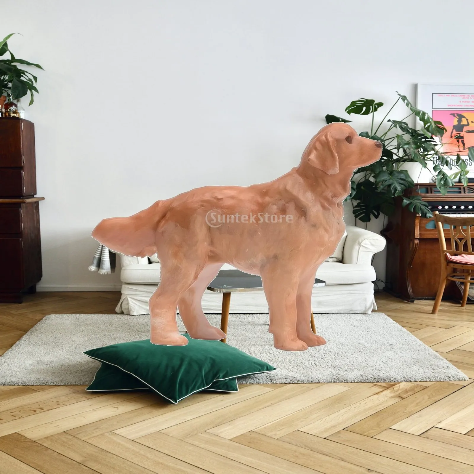 Miniature Golden Retriever Hand-Painted Golden Retriever Figurine Mini Figurine Lifelike Ornament Collectible for Hobbyists