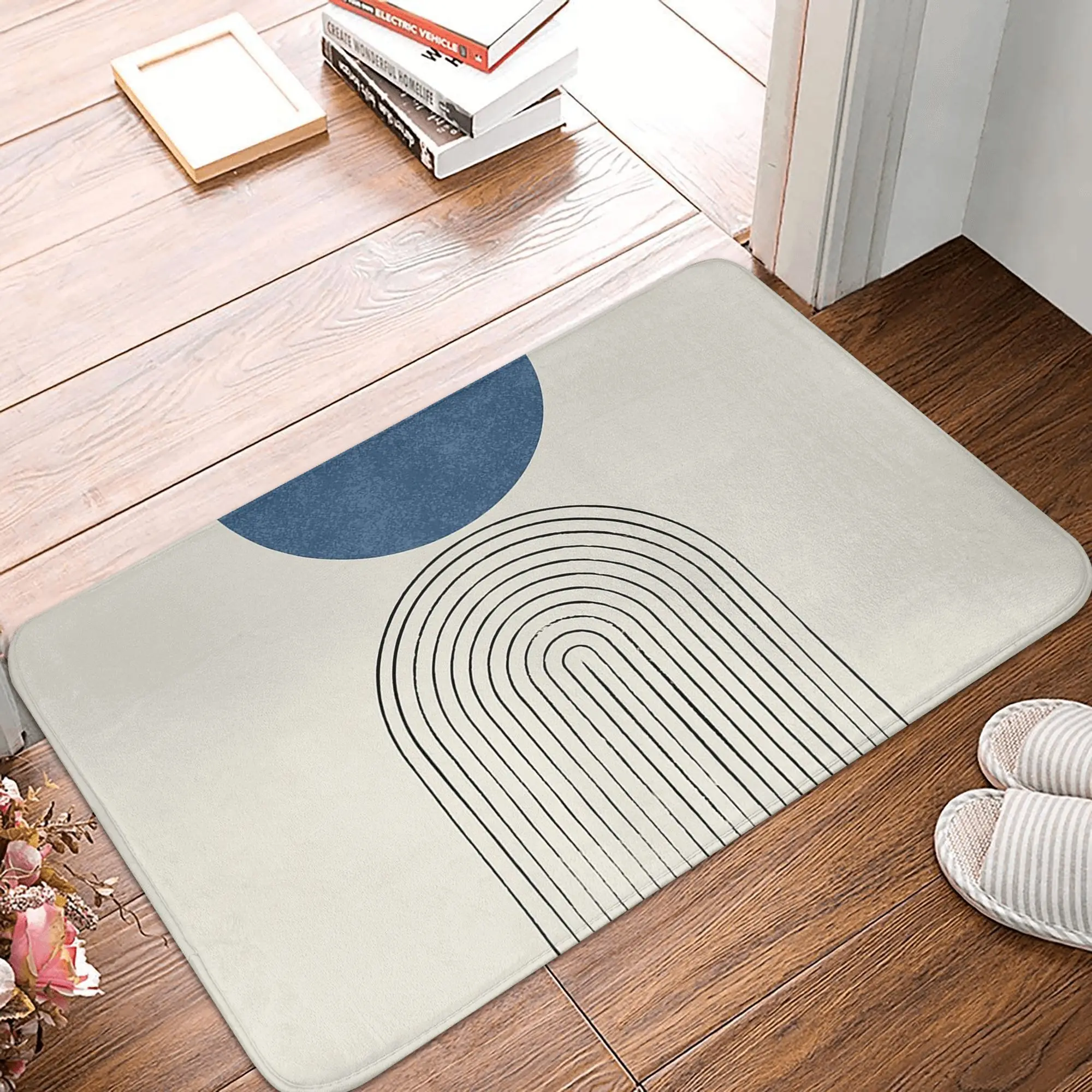 

Arch Balance Blue Mid century modern Non-slip Doormat Floor Mat Carpet Rug for Kitchen Entrance Home Balcony Footpad Mats