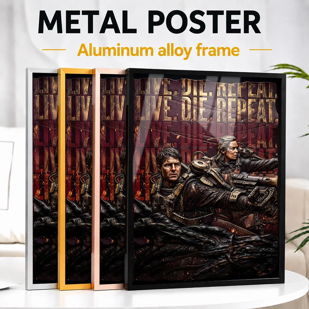 Edge Of Tomorrow Movie Framed Metal Poster Personalized Screen Tribute Wall Art Designed For Story Lovers To Display In Theater
