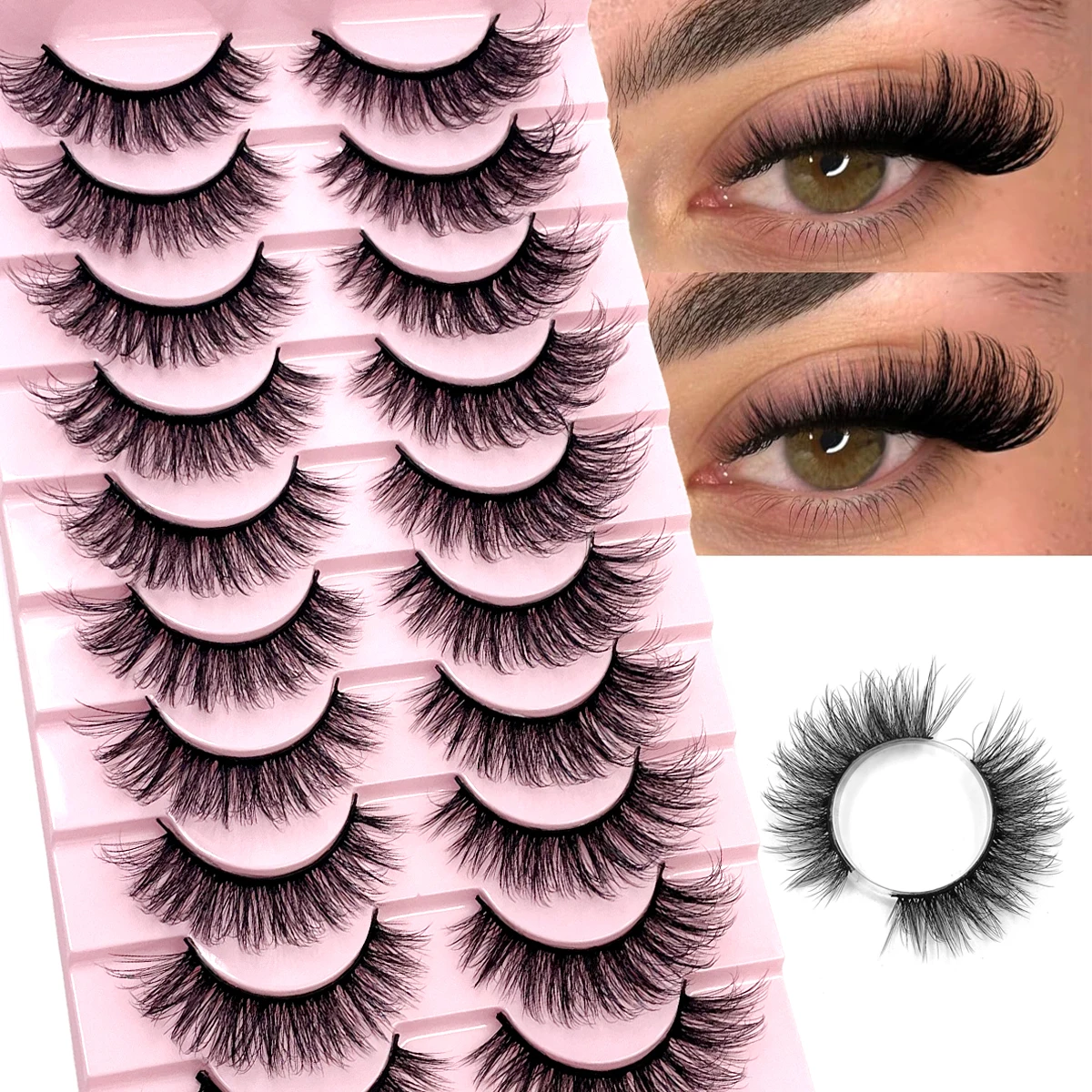 10 أزواج من رموش المنك المزيفة الطبيعية الطويلة المتقاطعة Wispy رقيق قصير الجمال الرموش الموسعة الرموش الصناعية الطبيعية #2